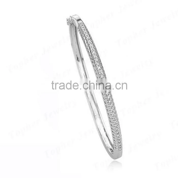 2014 fashion design bangle wholesale rhodium plated 925 silver bangle