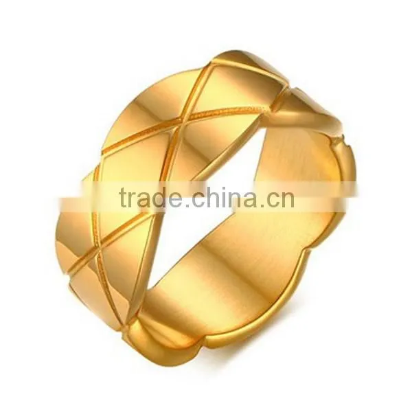 Fashion Personality Gold Plated 8 MM Stainless Steel Men Ring
