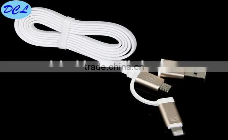 Two-in-one usb cable male to micro 5pin to I5/I6 with aluminum shell