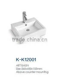 bathroom 650mm ceramic big size counter top wash hand basin