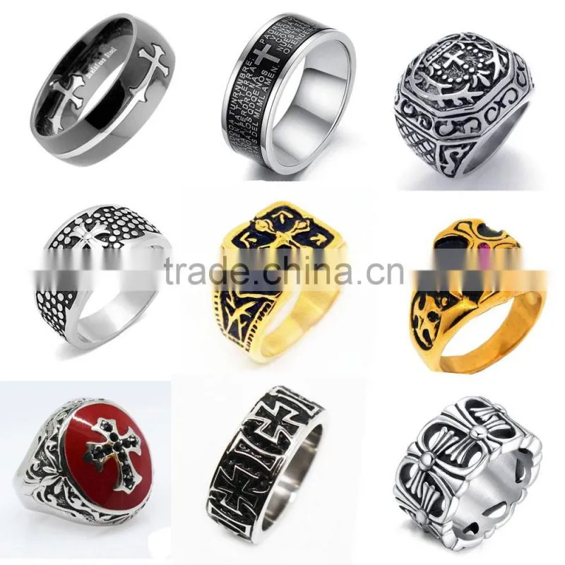 Jingli jewelry Best seller steel rings cross restoring ancient ways , lady cross rings designs