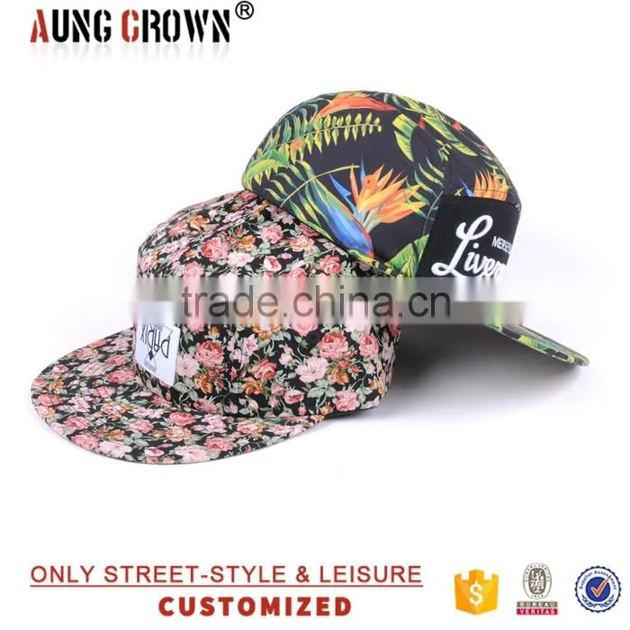design your own floral 5 panel hat cap