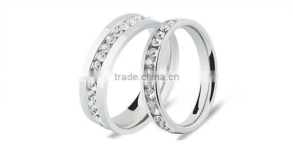 White Cubic Zirconia Eternity 316L Stainless Steel wedding band Ring for lover