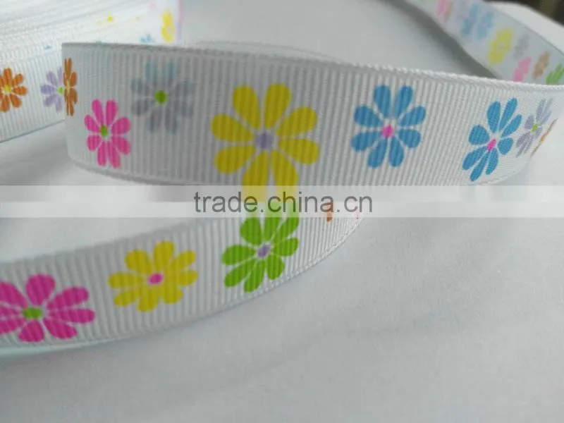Good quality and cheap label fabric for rotary printed colorful ribbon, 100% polyester grosgrain ribbon