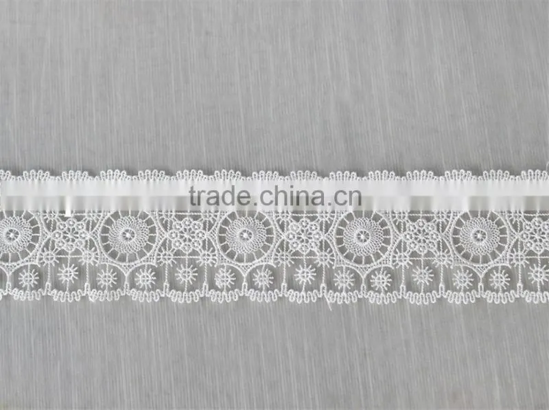 high quality 100% polyester circles embroidery designs flower lace
