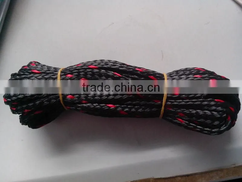 pp hollow braid rope 8 strand red and black