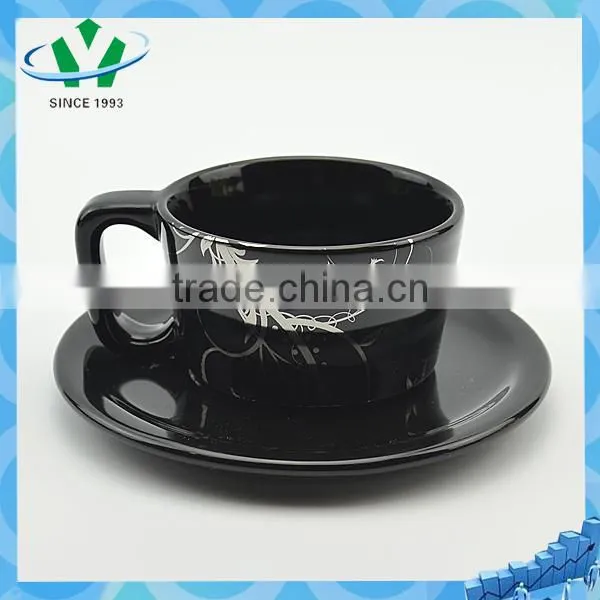 Elegant Black Flower Pattern Ceramic Tea Pot