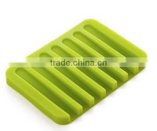 Bathroom Silicone Shower Soap Tray Dish Storage Holder