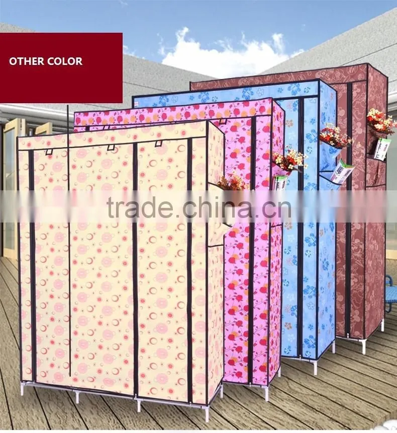 Single Canvas effect Wardrobe Clothes Storage Cabinet