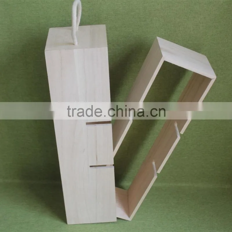 Changeable multifunctional professional design portable DIY wood wine box adjustable wood wine rack with top handle
