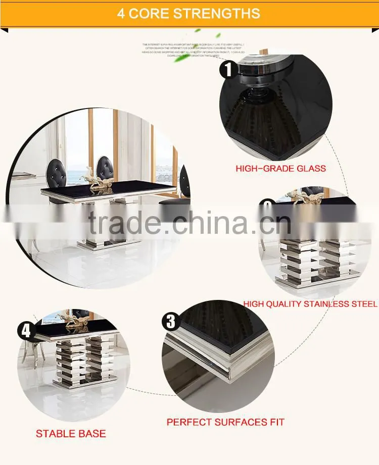 Stainless Steel Dining Table Modern Dining Table Tempered Glass Dining Table