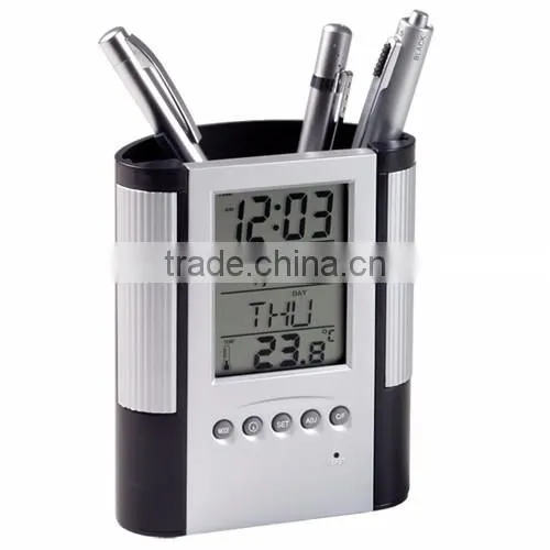 table clock PVC penholder with multifunction display