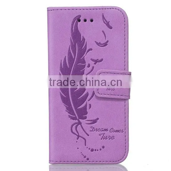 Double embossed phone case leather back cover flip phone hull for Samsung S5