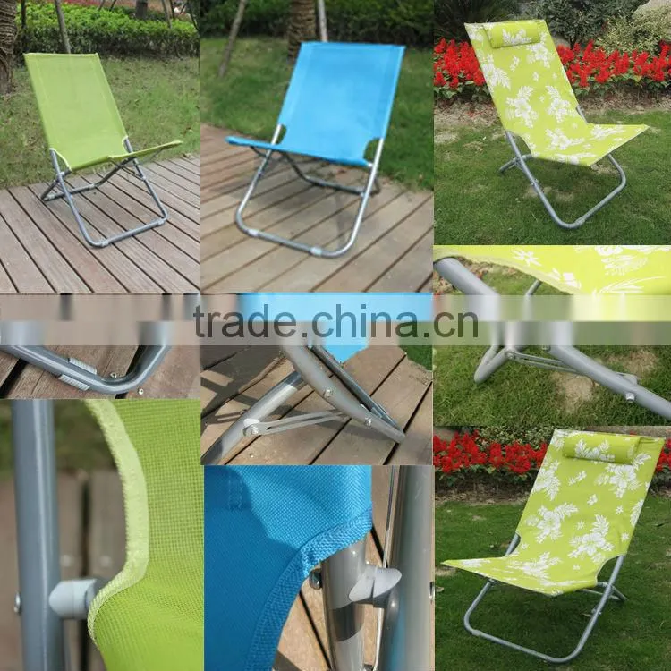 Flower pattern reclining Beach Chair With Pillow