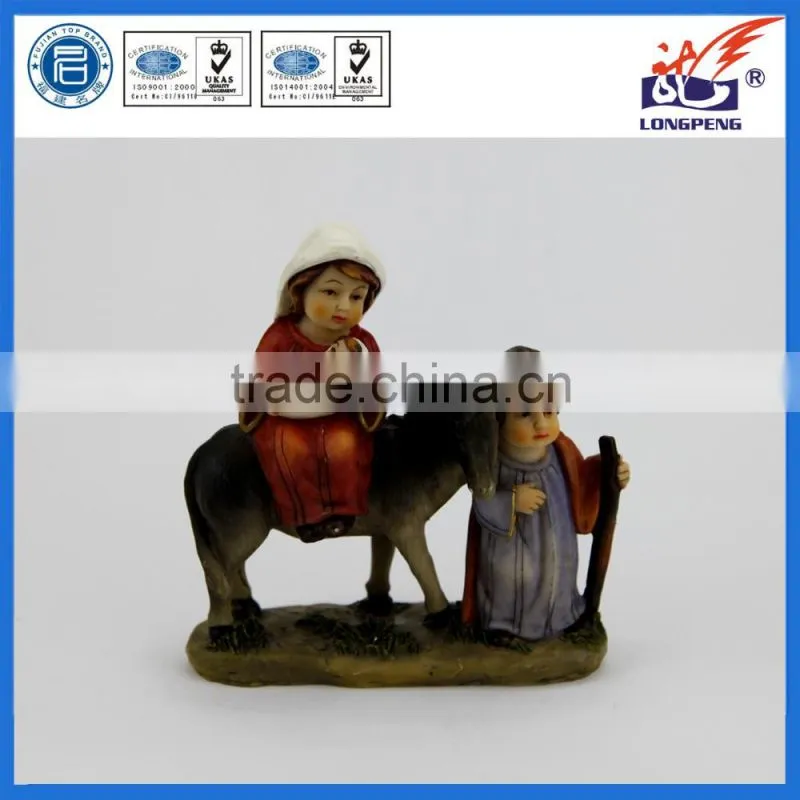 Nativity, Holy Family Flight to Egypt,The Lodging" Figure-Joseph with Mary Riding on Donkey on their way to Bethlehem