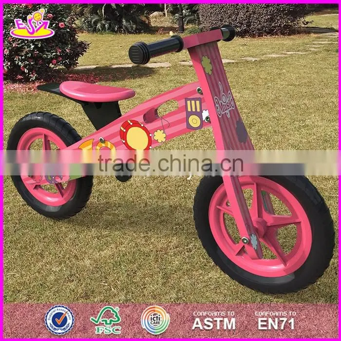 2017 Best design original work pink balance wooden kids bikes for sale W16C179