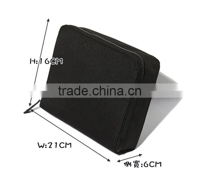 Black pu leather designer makeup bag with professional