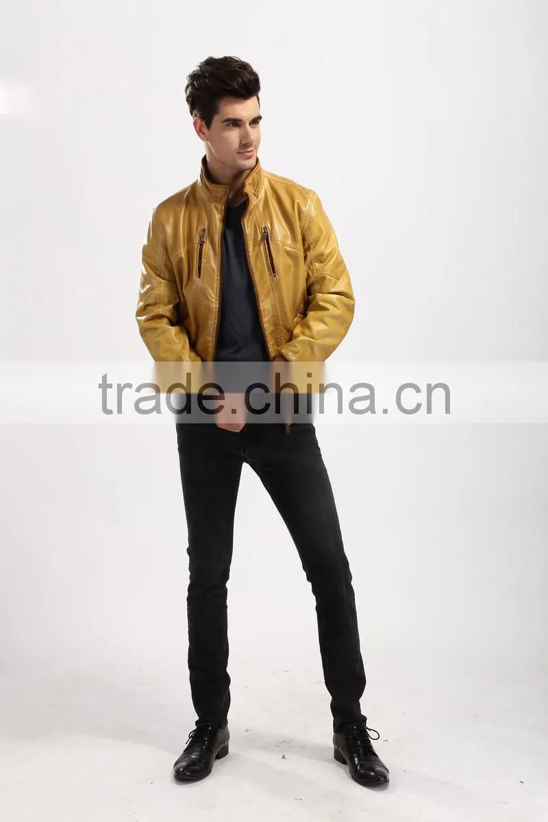 2015 New Style Motorcycle Leather Jacket Men Wholesale