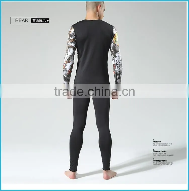 Digital Printing Winter Heated Thermal Underwear Fleece Polypropylene Young Men Baselayer Underwear