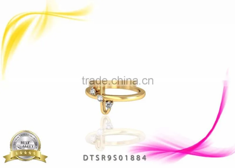 CZ Studded 14kt Gold Plated Stylish Ring