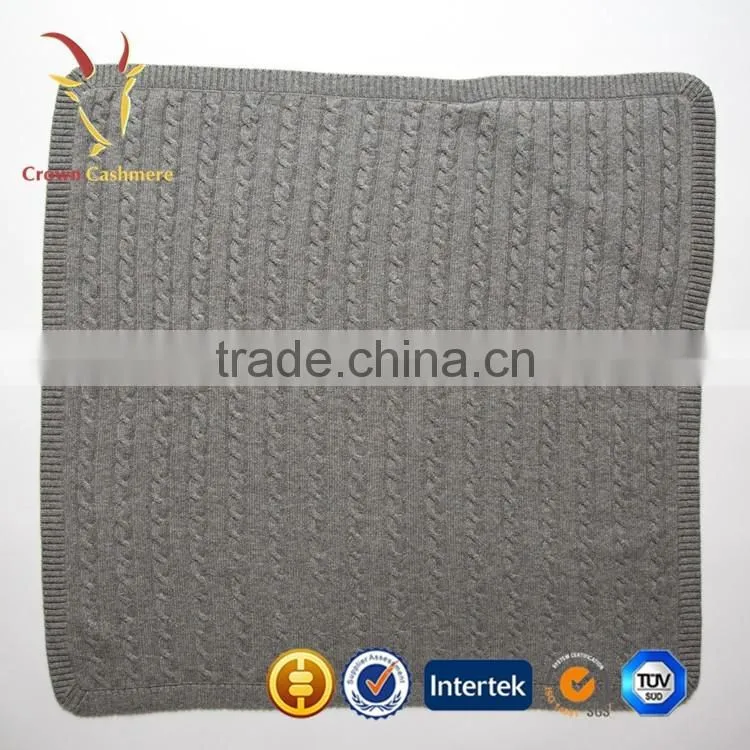 100% Cashmere Wool Cable Knitted Baby Blanket