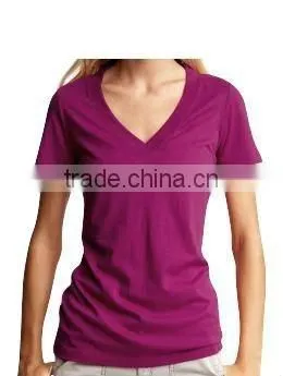 WOMEN'S COTTON DEEP V - NECK T SHIRT