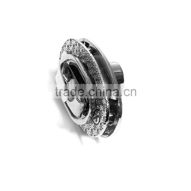 Zinc Based Alloy Purse Twist Turn Lock Silver Tone 37mm(1 4/8") x 22mm( 7/8"), 1 Set
