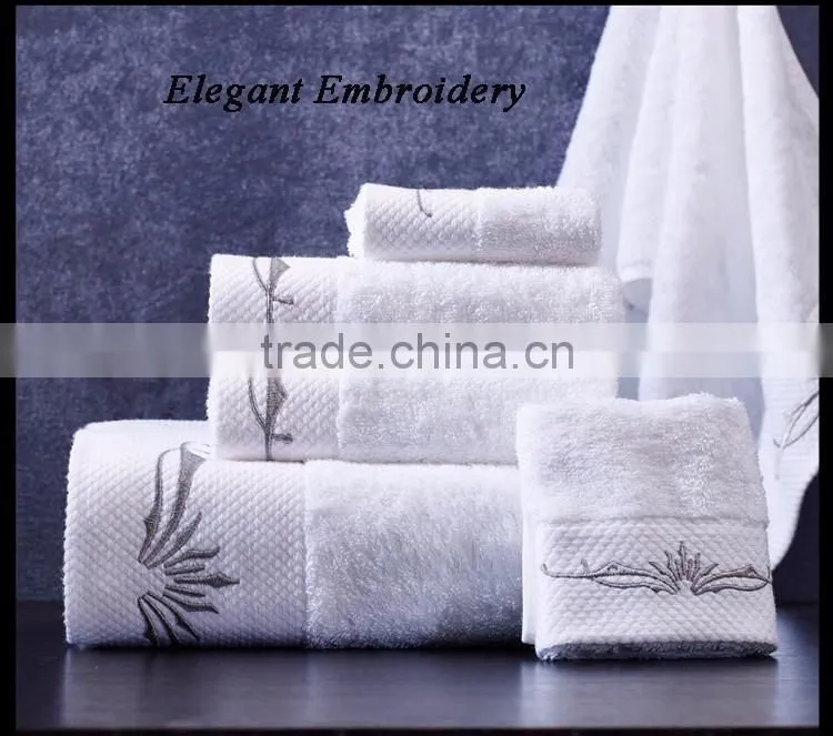 cotton white hotel bath/face/hand towel set wholesale