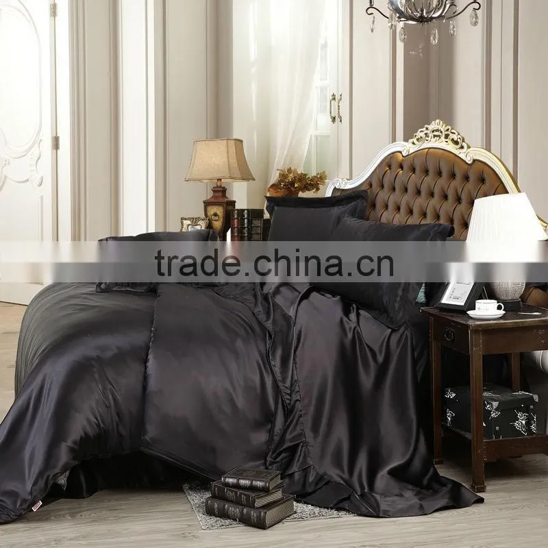 Ivory Color Silk Bedding Sets Twin Full Queen King Size Soft Bedcover Solid Color Duvet Cover Set