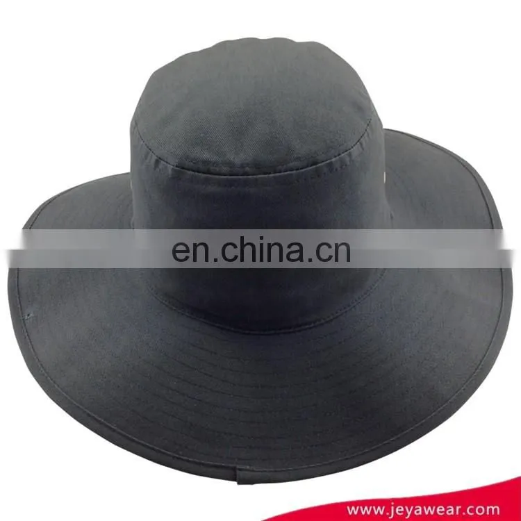 Men's black 100%cotton twill bucket hat Wide brim flat top bucket hat with flat embroidery