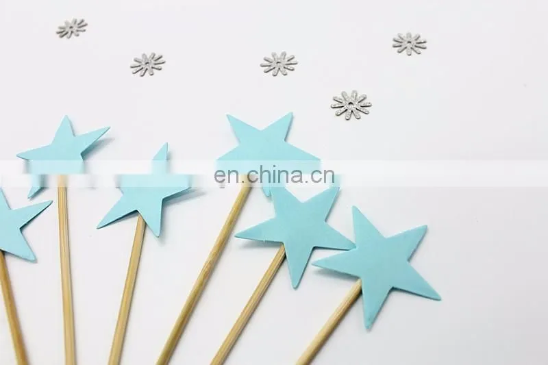 Blue Stars Cupcake Topper Birthday Party Cake Decorations