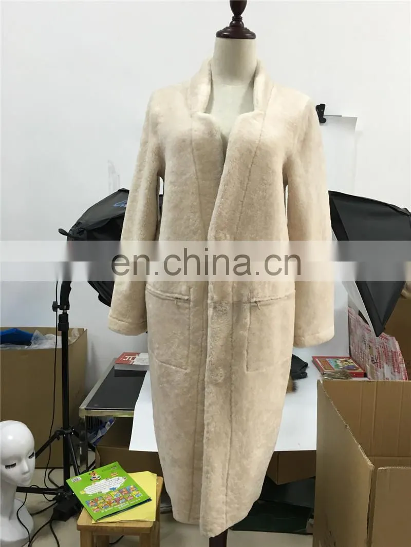Hot Selling High Quality Wholesale Winter Sheepskin Women Long Leather Coat