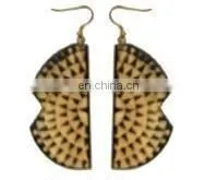 Beautiful Blue Bone and Brass Fashion Earring