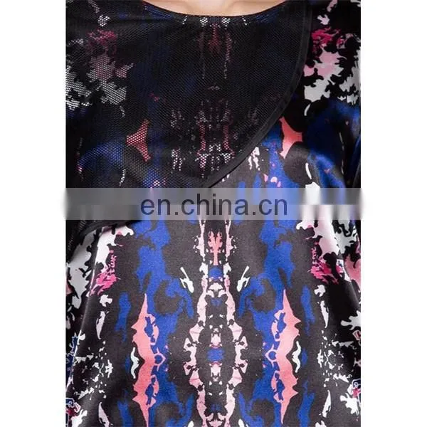 Layered Digital Print Ladies Top Fashion Design Long Sleeve Women Shirts and Tops