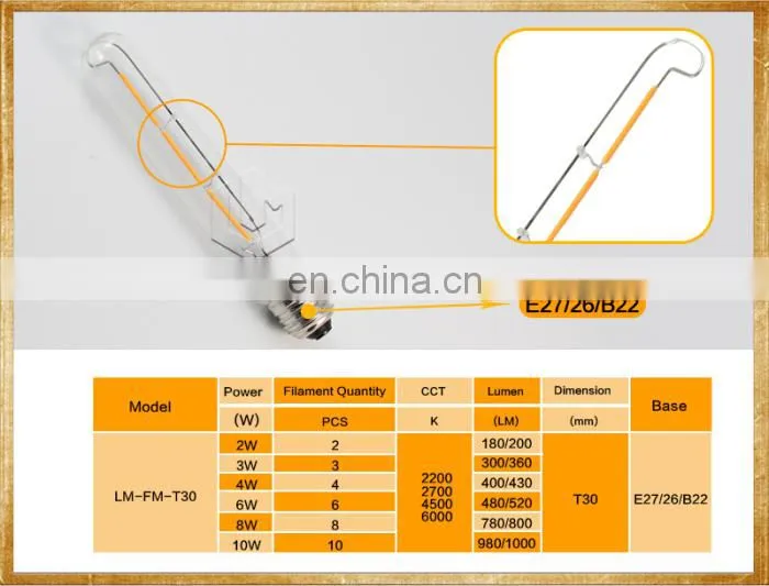 Langma High Power Warm White T-Shape Bulb Light Antique Vintage Edison led globe t30 filament Lamps clear/frosted/milky glass