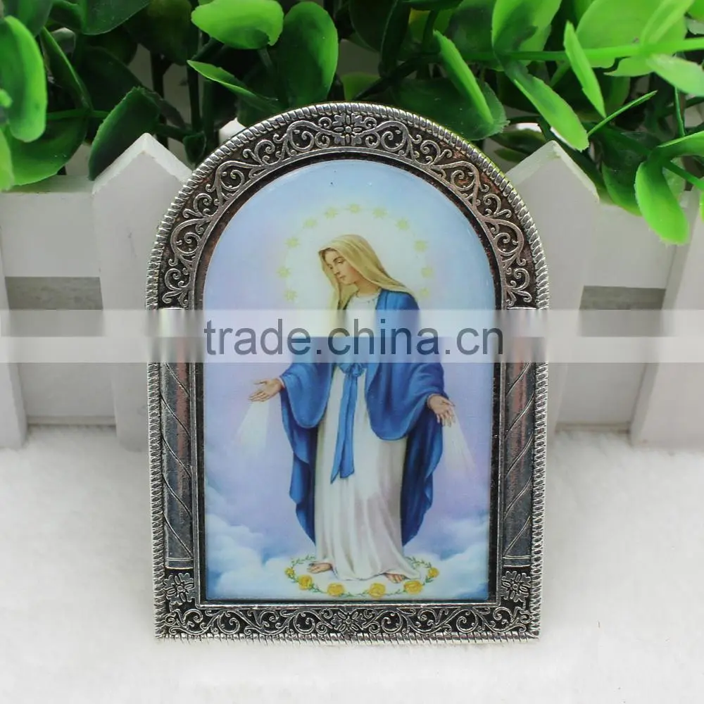 Small Virgin Mary icon with metal holder