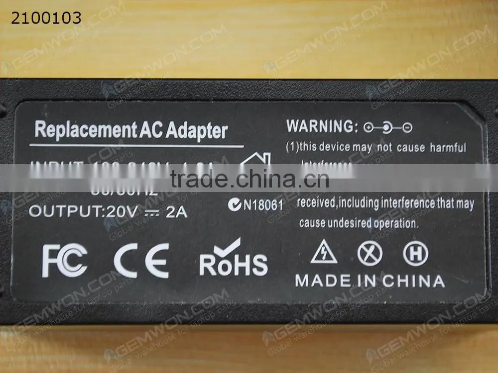 High Copy Laptop AC Power adapter for LENOVO 20V 2A 5.5*2.5mm 40W