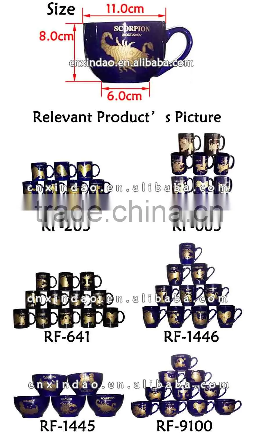 Belly Shape Promotional Ceramic Large Drinking Cups for Wholesale Items