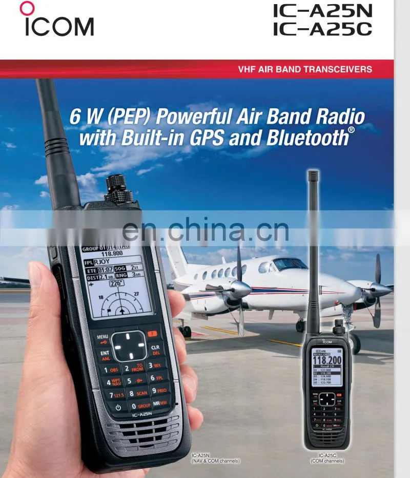 6 W (PEP) Powerful Air Band Radio with Built-in GPS ICOM IC-A25N handhold VHF air band transceiver