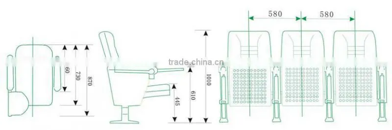 Popular Fabric theater auditorium hall chair HJ68A-L