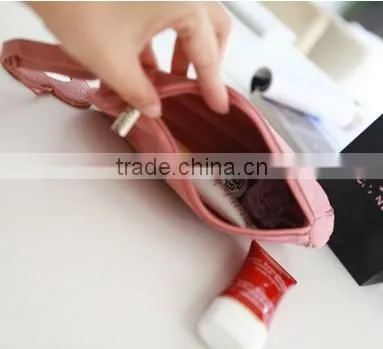 Practical suede fabric cosmetic bag with outside mirror