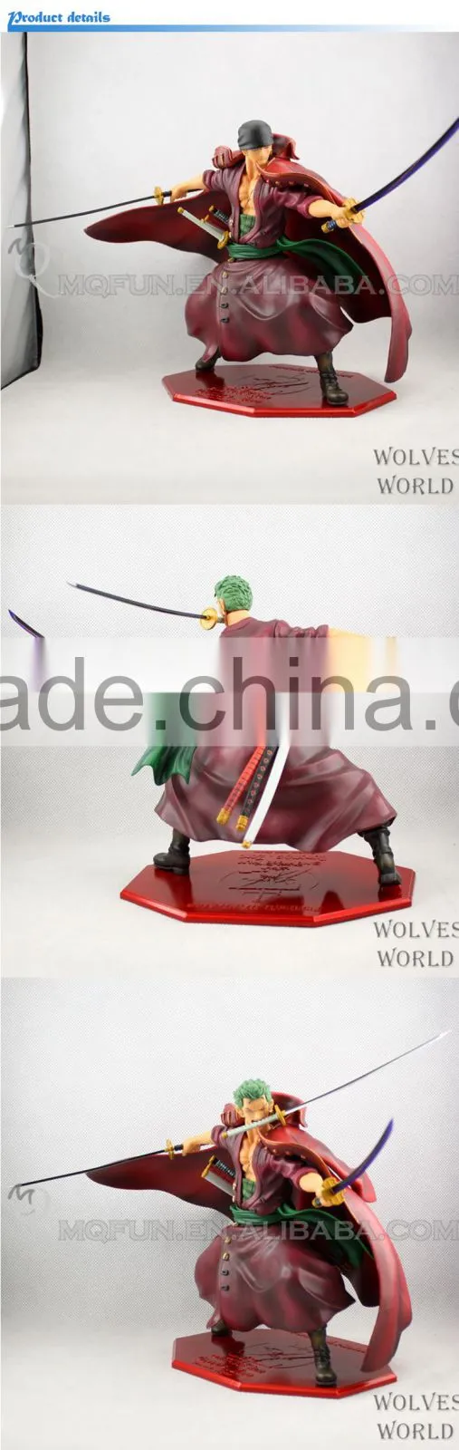 MINI QUTE 23 cm pirate Japanese anime one piece action figure Roronoa Zoro Solon change head brinquedos boys in box NO.MQ 071