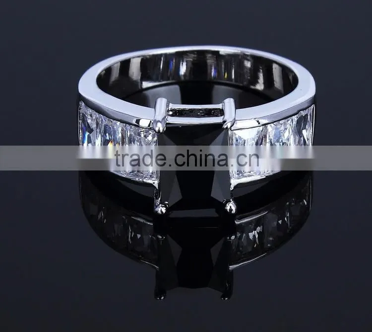 Hot Classic Rectangle One Stone Wedding Ring Black Color Cc Fine Jewelry Ring