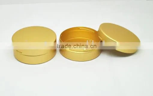 New Arrival aluminum round matte golden eyeshadow case,makeup packaging