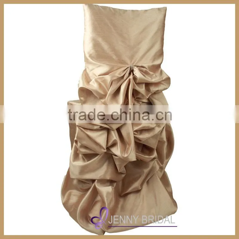 C001E fancy custom satin/taffeta ruffled wholesale cheap chair covers,dining room chair cover