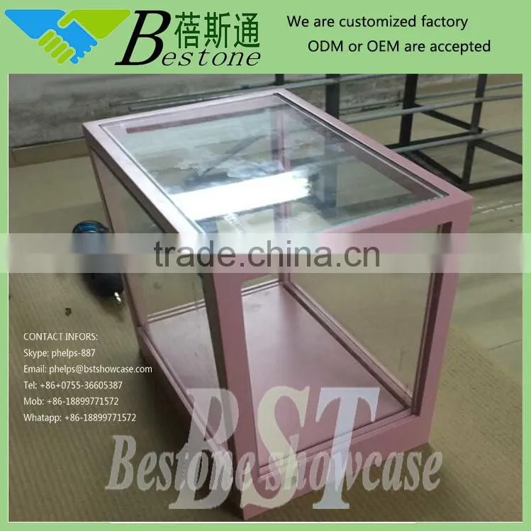 look! pink miniature box, small wooden showcase for jewelry