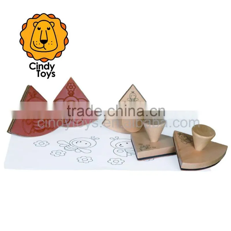 Wooden Mandala Stamps Funny Lnsects 5 pcs for Kids