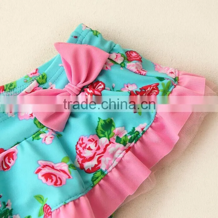 The new item of flowers printed baby swimsuit with laces which is the most popular in 2015,girls swimwear,kids swimwears