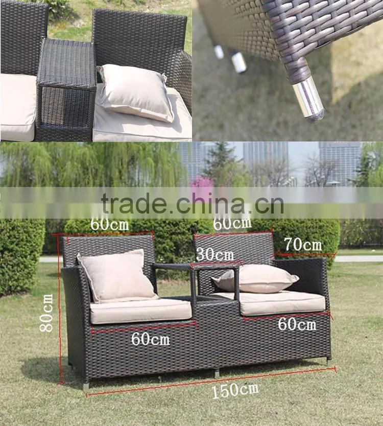 Classical New Design Outdoor Leisure Double Couple Cushions For Cheap Wicker Rattan Chair