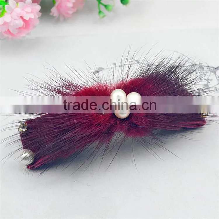 2015 New Fashion Luxury Hair Accesory Fur Hair Pins for Women